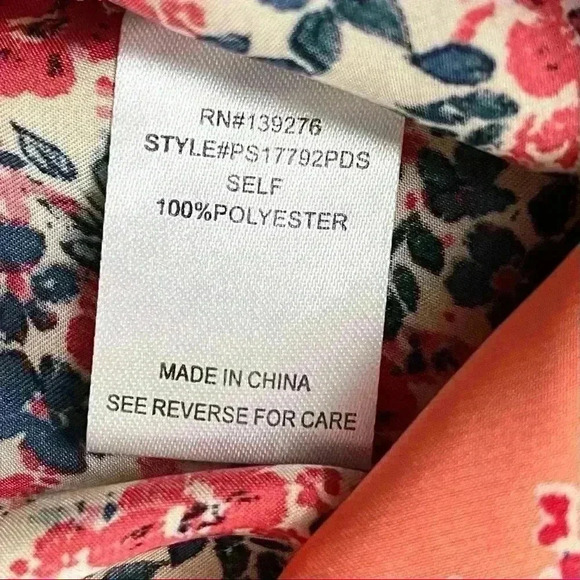 Pale Sky Multicolored Floral Print Quarter Button Short Dolman Sleeve Top Size S - Picture 15 of 16